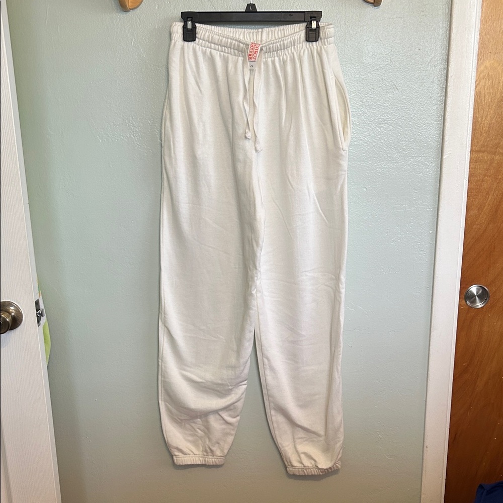Men's White Joggers with Drawstring Waist